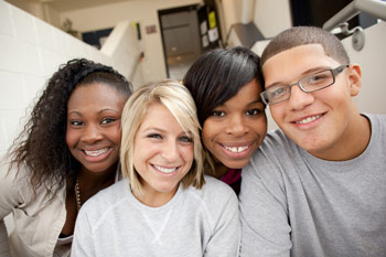 Four lovely NCC students: friends of diverse backgrounds