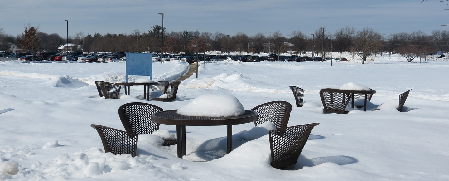 campus covered in snow